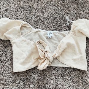 Princess Polly Cream Tie Top